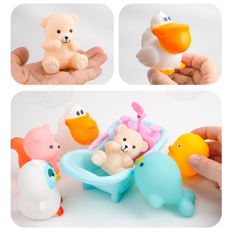 6入動物洗澡玩具啾啾(貓頭鷹浴缸版)(ST安全漆)