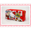 Hello Kitty 方格閃亮面金色拉鍊筆袋(授權)