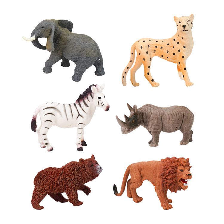 6入仿真野生動物模型(小隻)(斑馬版)(硬材質)(安全塑料)