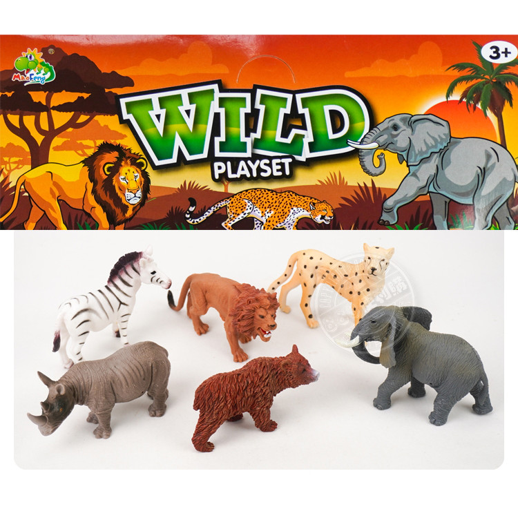 6入仿真野生動物模型(小隻)(斑馬版)(硬材質)(安全塑料)