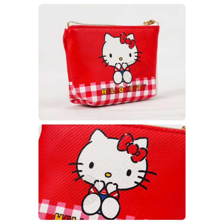 Hello Kitty 斜紋皮革零錢包+鑰匙包(授權)