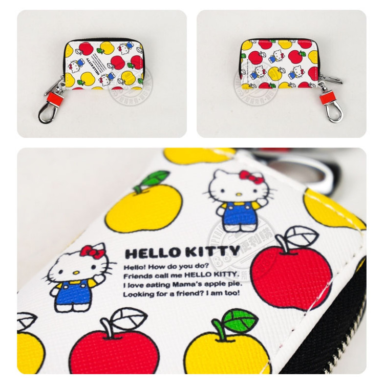 Hello Kitty 斜紋皮革零錢包+鑰匙包(授權)
