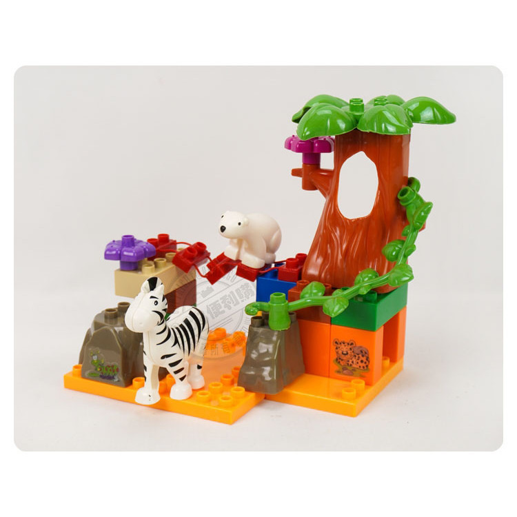 JDLT幼兒版動物園場景建構大積木(CE環保塑料)(5063)(43PCS)(透明袋裝)
