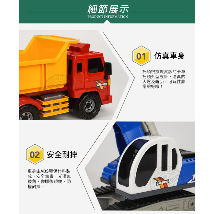 韓國進口砂石大卡車+大怪手(ST品質保證)(大台仿真超會跑) (無法超商取貨)