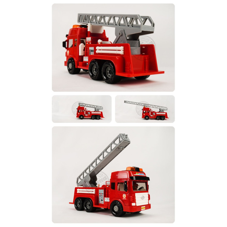 ST台灣配音大型紅色消防救援雲梯車(雲梯可升高)(車門開附人偶)(品質佳超會跑)
