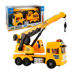 ST台灣配音大型黃色起重機吊車(吊臂可升高升長)(車門開附人偶)(品質佳超會跑)