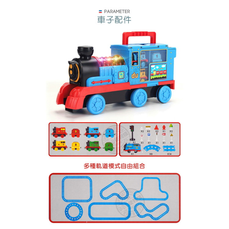 收納式聲光大火車頭 + 磁吸式電動軌道小火車(多功能品質佳) (無法超商取貨)
