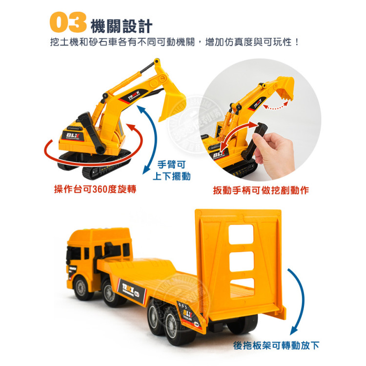 2入IC音樂說故事慣性拖板車+履帶挖土機(5828)（無法超商取貨）