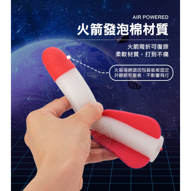 360度旋轉連續發射飛天火箭(腳踏式/帶LED燈光/附6支火箭)(多人露營遊戲)(2315)