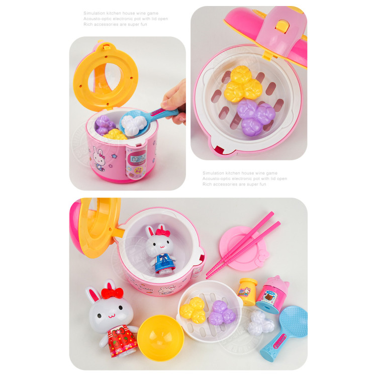粉紅兔大電鍋碗筷組家家酒(附大小公仔)(授權37008)