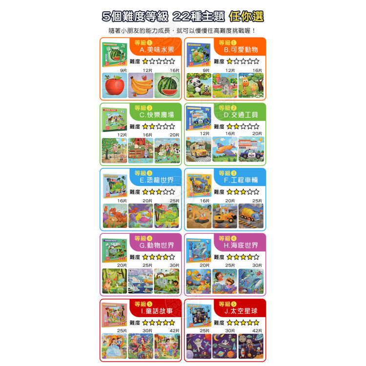 3合1磁性拼圖書(1~5等級)(多款主題)