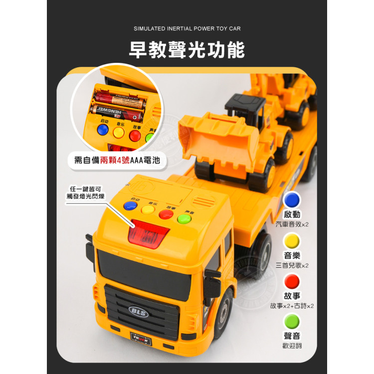 3入IC音樂說故事慣性拖板車+挖土機+推土機(5862) (無法超商取貨)