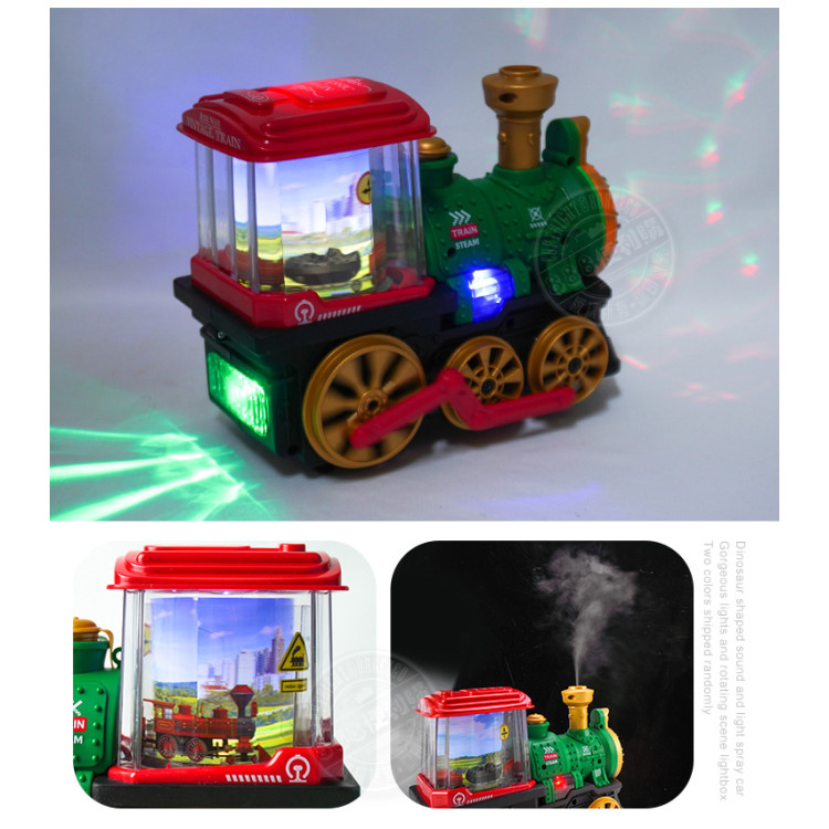 會噴霧的聲光造型車頭(萬向碰轉輪無死角)(360度場景旋轉燈柱)(QB33/37)