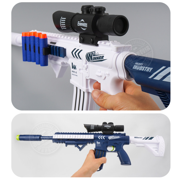 M416兒童安全軟彈步槍(七彩燈光+多種音效+仿狙擊鏡+10發子彈)(89913) (無法超商取貨)