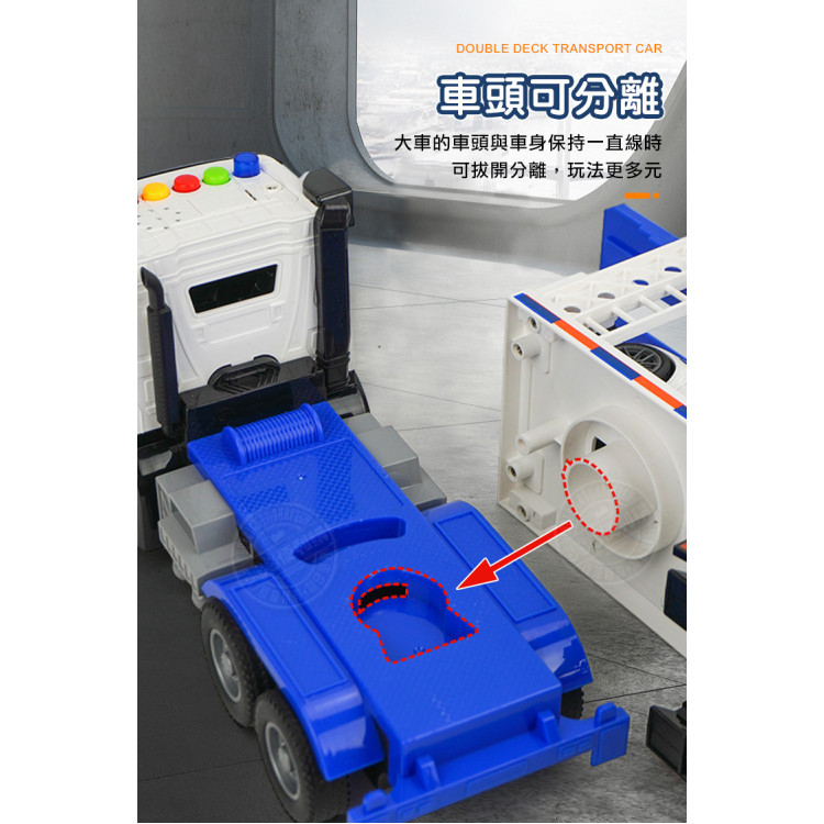 IC音樂說故事大台摩輪雙層警察運輸車(附4台警車)(警察系列)(5888) (無法超商取貨)