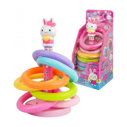 粉紅兔7層7色套圈圈遊戲組(加大版附大公仔)(授權37023)