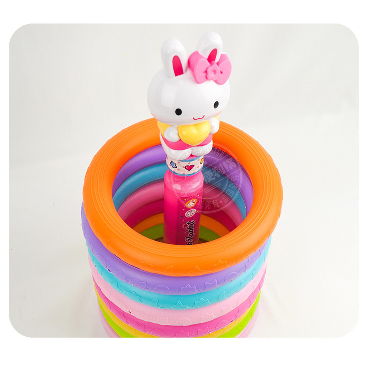 粉紅兔7層7色套圈圈遊戲組(加大版附大公仔)(授權37023)