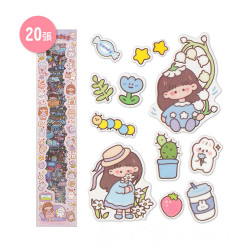 可愛少女PET超長條貼紙(20張入)(多款隨機)