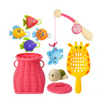 6入洗澡玩具釣釣樂+撈撈樂(附抓魚竹簍)