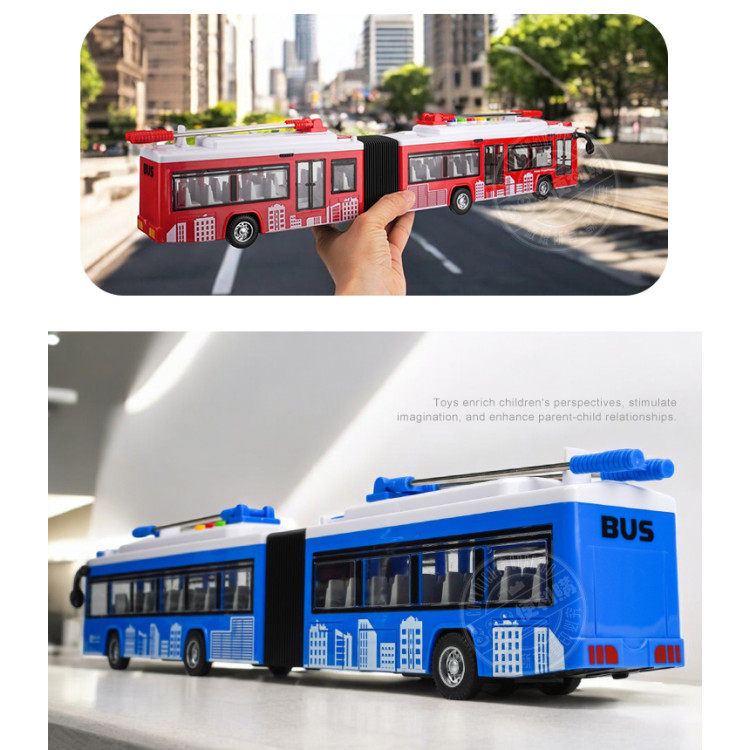 會說故事的電車雙節巴士公車(摩輪推動/車門可開)(燈光音效/音樂/說故事)(5895) (無法超商取貨)