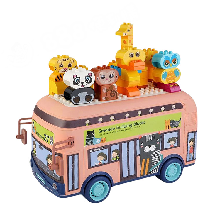 88007觸控語音大巴士幼兒大塊益智積木(早教教學/136PCS手提巴士盒收納組)