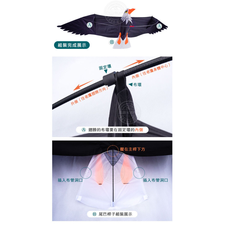 3D立體白頭鷹造型風箏(美國老鷹)(2米前桿式)(全配/附150米輪盤線) (無法超商取貨)