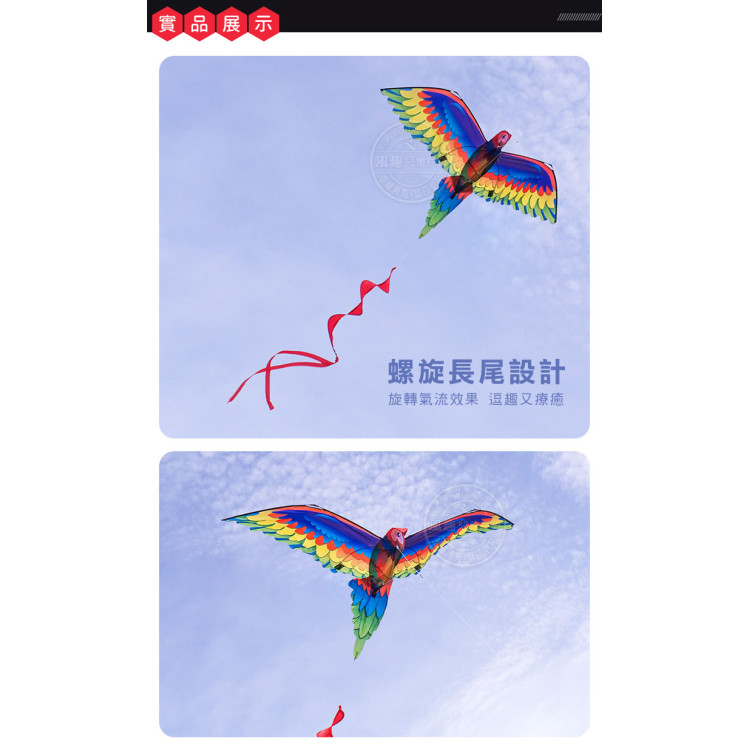 3D立體鸚鵡造型風箏(金剛鸚鵡)(140*230)(全配/附150米輪盤線) (無法超商取貨)