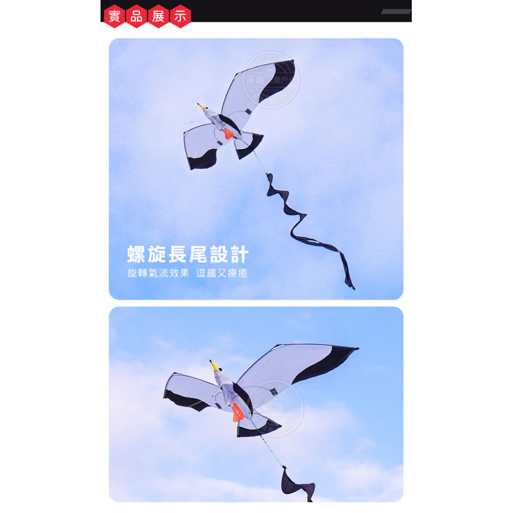 3D立體海鷗造型風箏(140*204)(全配/附150米輪盤線) (無法超商取貨)