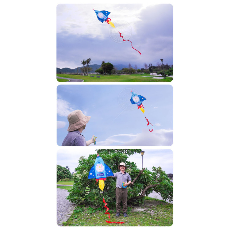 火箭造型彩色風箏(80*279)(全配/附150米輪盤線) (無法超商取貨)