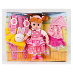 韓版妮妮娃娃(眼睛會動)(背巾+換裝)(3互動式喝奶哭笑模式)(ST2601)