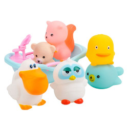 6入動物洗澡玩具啾啾(貓頭鷹浴缸版)(ST安全漆)