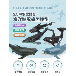 5入海洋鯨豚鯊魚模型(中型)(軟材質)(安全塑料)(HY8006)