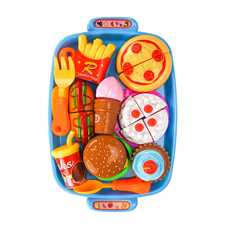 903A 漢堡熱狗披薩切切樂家家酒(附大盤子)(ST安全漆)