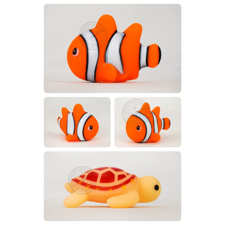 5入海洋動物洗澡玩具啾啾(大白鯨版)(附撈網)(安全漆ST401)