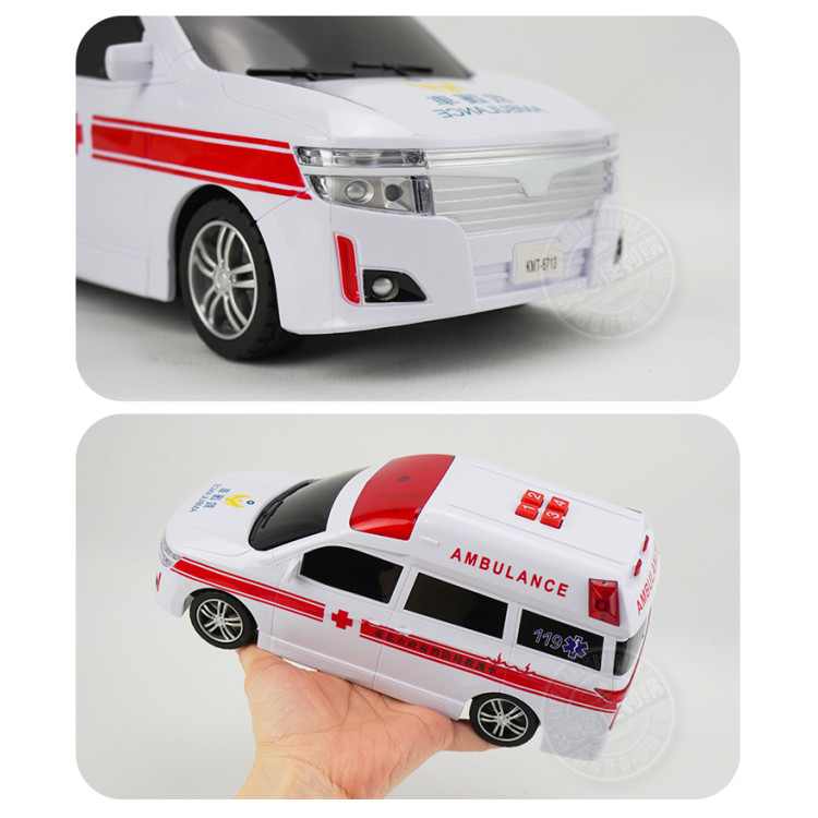 1:18 台灣配音白色救護車(救護車音效+音樂+車燈亮)(摩輪手推超會跑)(8713)