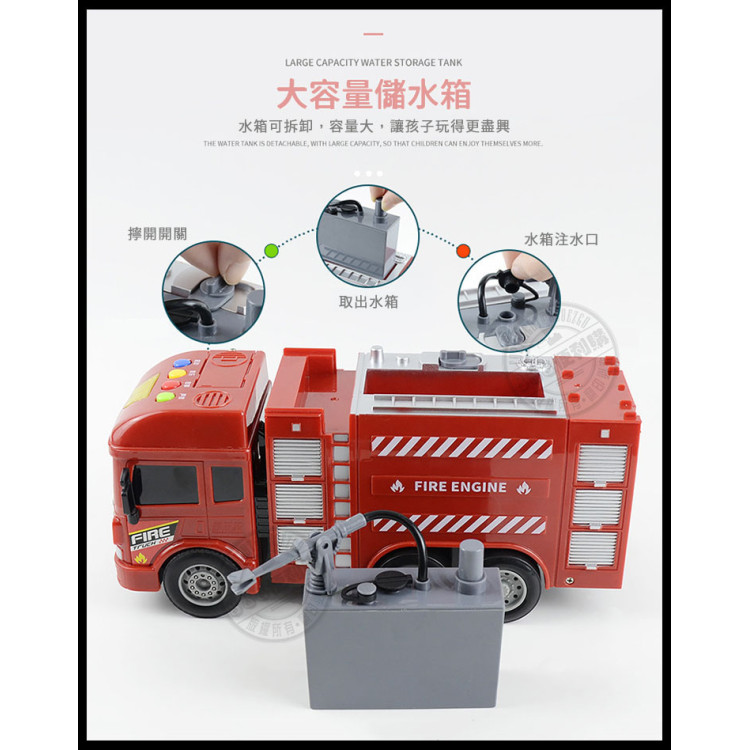 IC音樂紅色消防車(有噴水功能)(摩輪超會跑)(9832)
