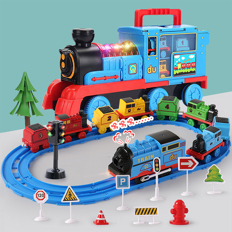 收納式聲光大火車頭 + 磁吸式電動軌道小火車(多功能品質佳) (無法超商取貨)
