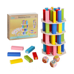 木製圖形顏色辨識疊疊樂(擲骰子)(手眼訓練)(水性安全漆)