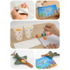 DIY彩繪上色海洋動物模型+拼圖(附顏料筆刷調色盤)(隨機)(3入裝)