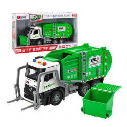 1:18 聲光摩輪環保垃圾車(附回收桶+車門開+後門可開)(燈光音效/音樂/說故事)(5872)