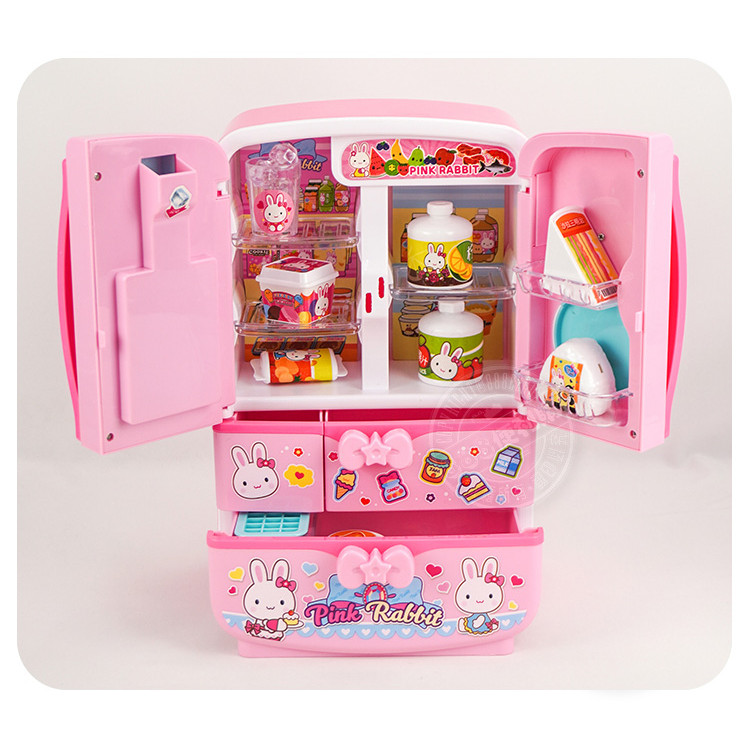 粉紅兔仿真多功能雙開門大冰箱家家酒(授權17016)