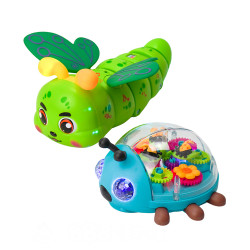 LED星光燈療癒毛毛蟲(小瓢蟲)(療癒星星燈)(萬向輪碰轉無死角)