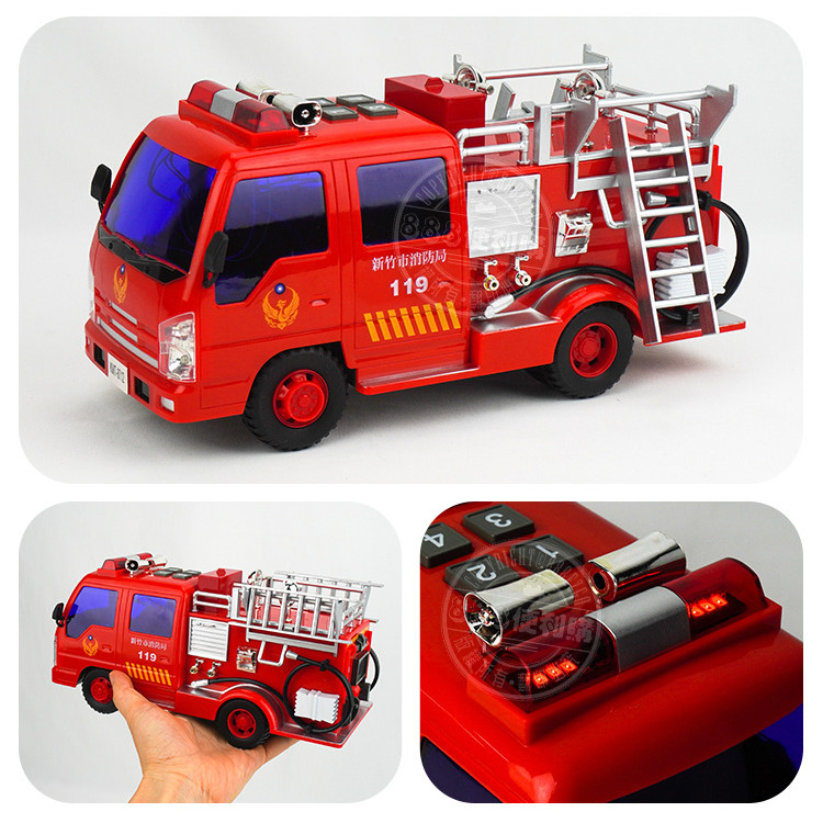 1:18 台灣配音紅色消防車(消防車音效+音樂+車燈亮)(摩輪手推超會跑)(8712)