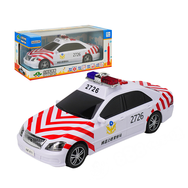 1:18 台灣配音紅白國道警車(可錄音+警車音效+音樂+車燈亮)(摩輪手推超會跑)(8711)