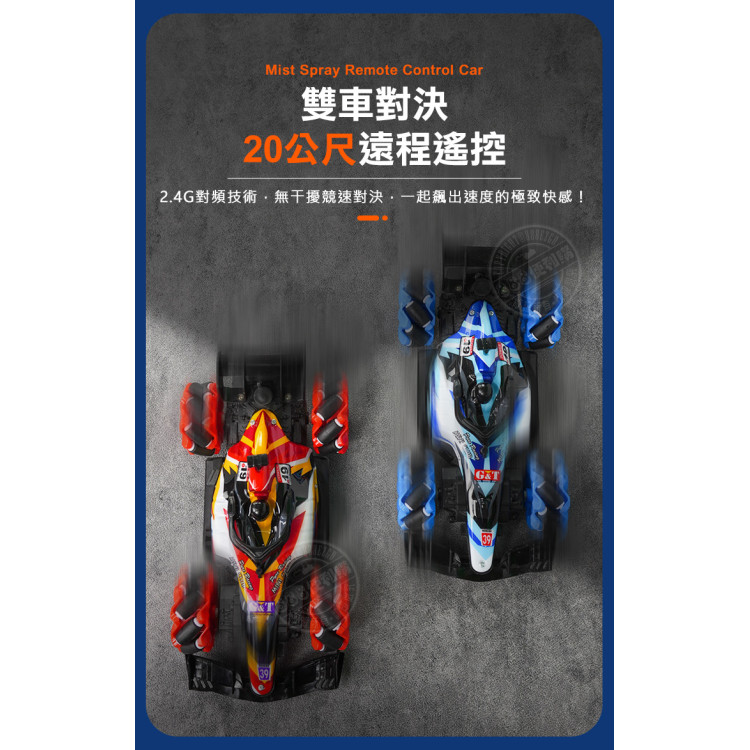 1:16 麥克納姆輪噴霧排氣遙控賽車(2.4G充電電池/可側飄360度轉)(112430)