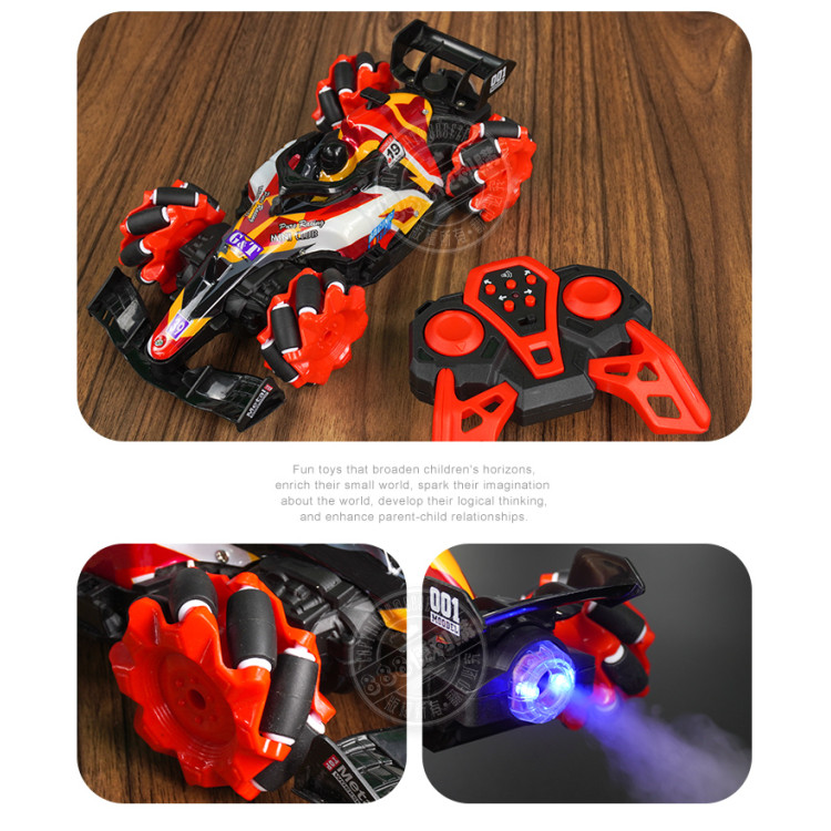 1:16 麥克納姆輪噴霧排氣遙控賽車(2.4G充電電池/可側飄360度轉)(112430)