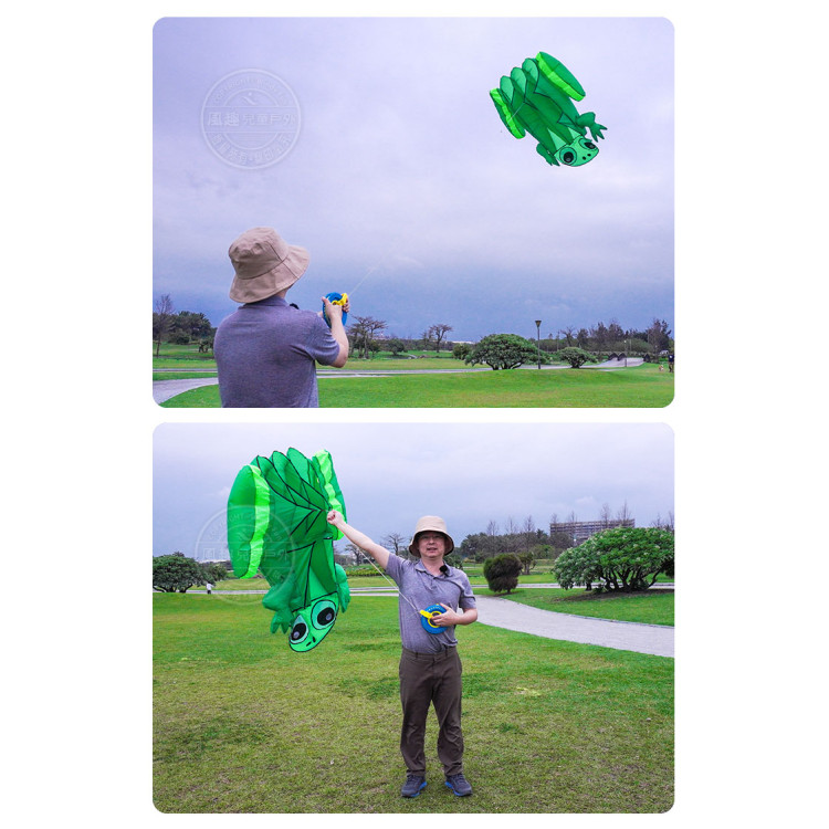 大青蛙造型風箏(115*145)(軟式風箏)(全配/附150米輪盤線)
