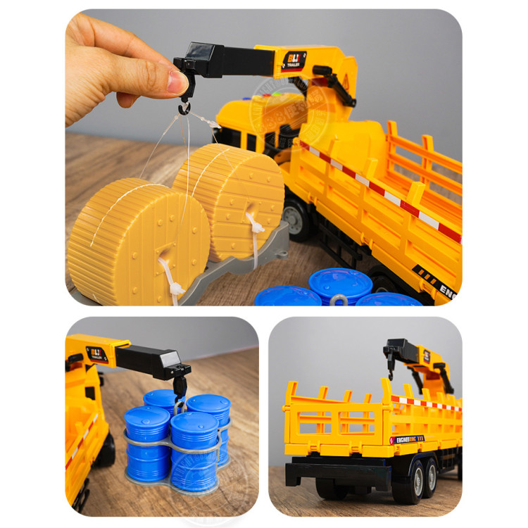 1:18 聲光摩輪物資運輸吊車(吊臂360度轉可伸縮/側欄可放/燈光音效/音樂/說故事)(5923) (無法超商取貨)