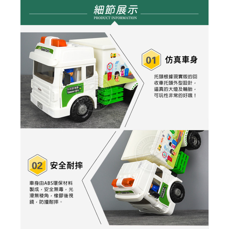 ST台灣配音大型環保資源回收車(台灣垃圾分類語音)(車門開附人偶)(品質佳超會跑)