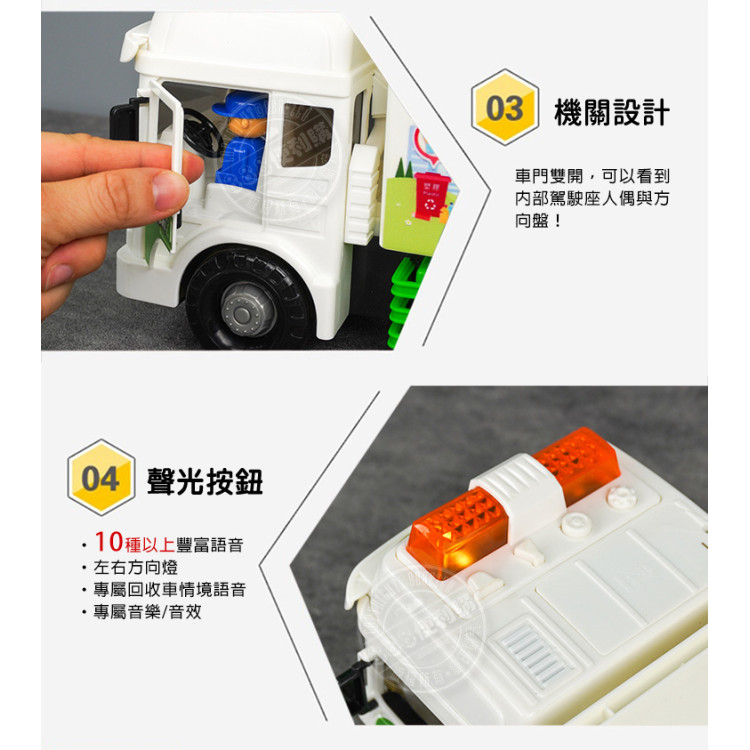 ST台灣配音大型環保資源回收車(台灣垃圾分類語音)(車門開附人偶)(品質佳超會跑)